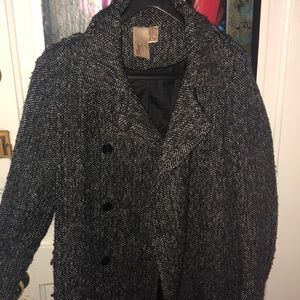 Large Forever 21 black and white pea coat